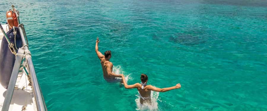 Glassbottom boat & Crystalkayak SteAnneMarinePark Snorkeling - Leaving Eden Island at 10am